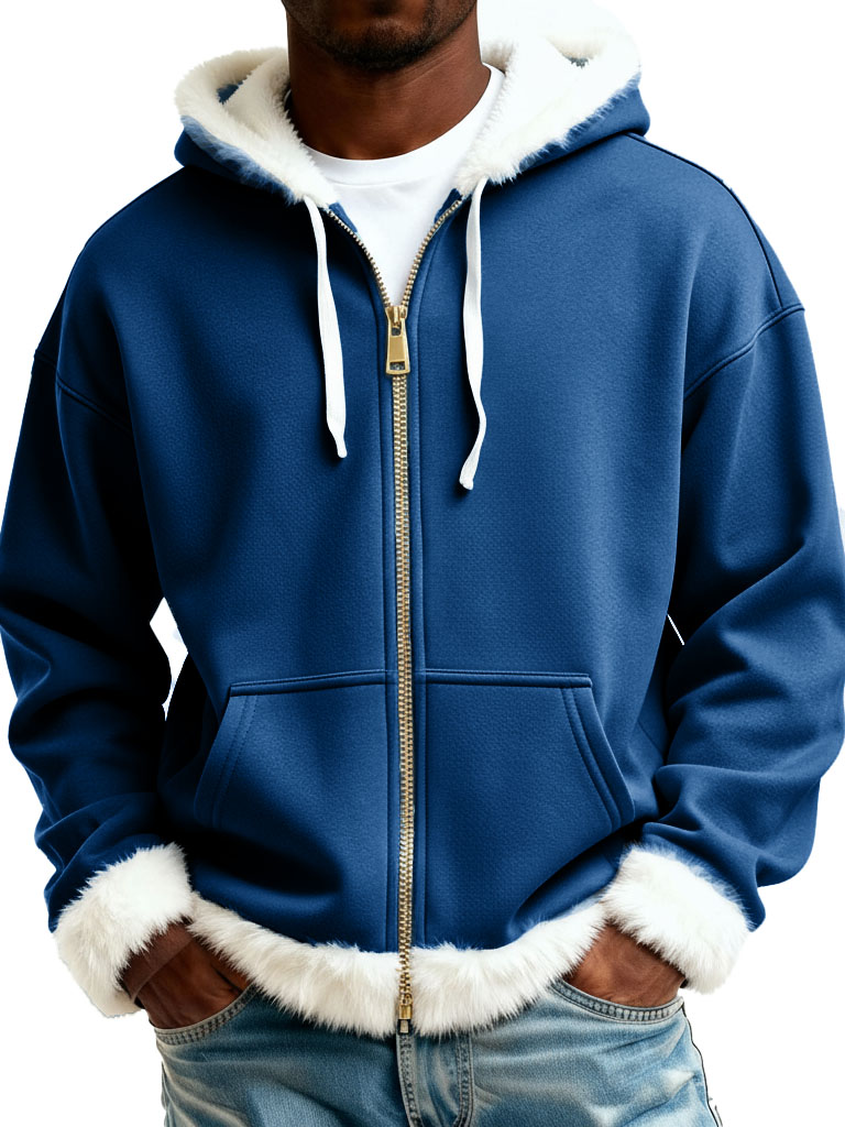 Christmas Fashionable Casual Plush Zipper Long-Sleeve Hooded Jacket