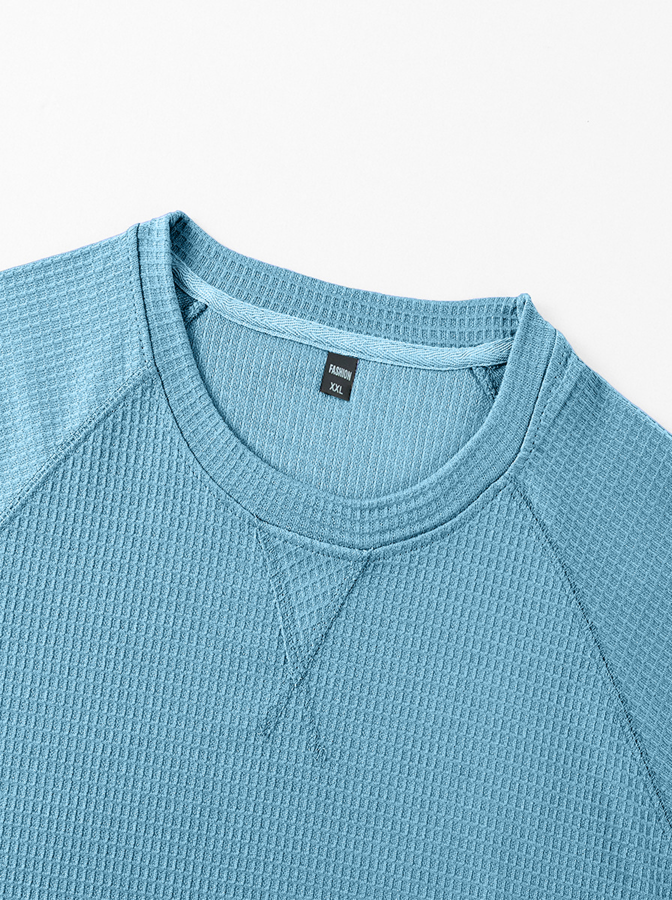 Men's Crew Neck Raglan Waffle Crossover Design Casual Short-Sleeve T-Shirt