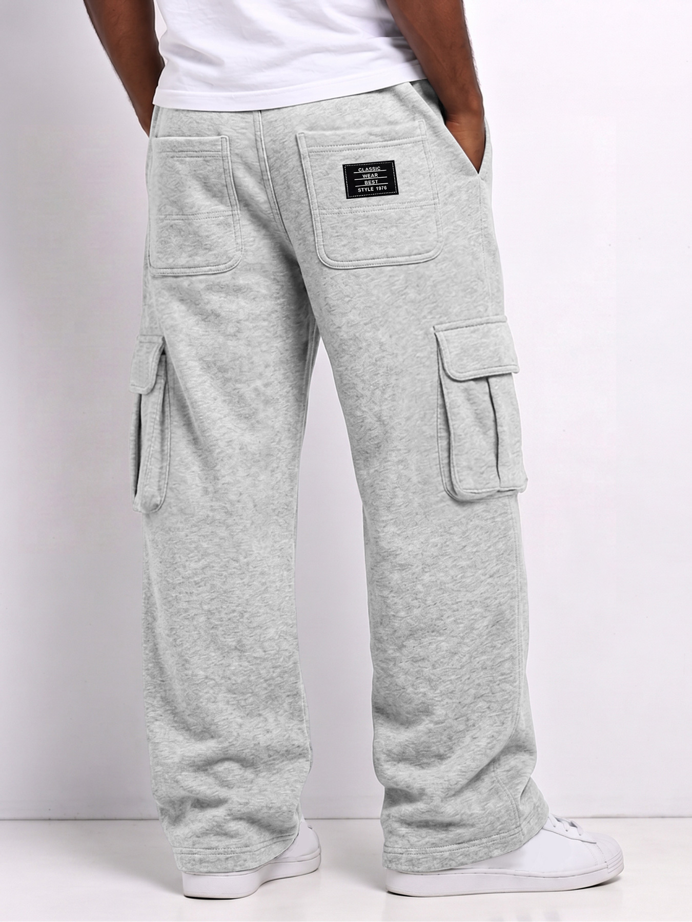 Men's Comfortable Multi-Pocket Casual Cargo Pants with Embroidered Logo