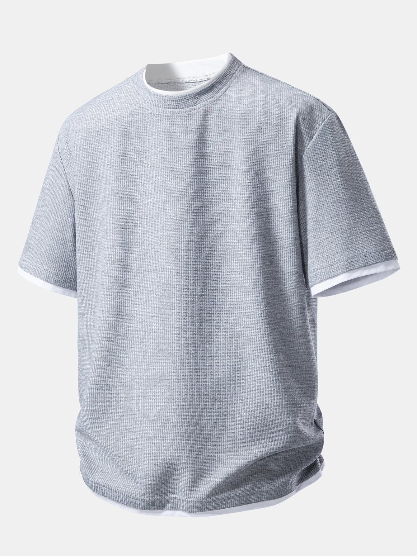 Men's Casual And Comfortable Solid Color Texture Short-sleeved Polo Shirt