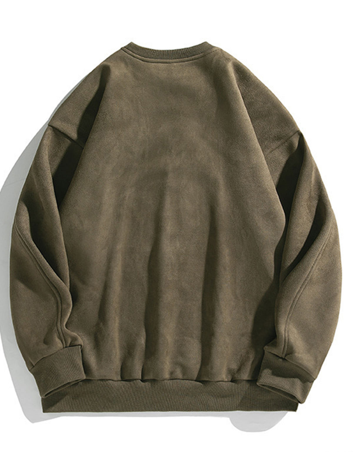 Men's Vintage Faux Suede Crew-Neck Sweatshirt