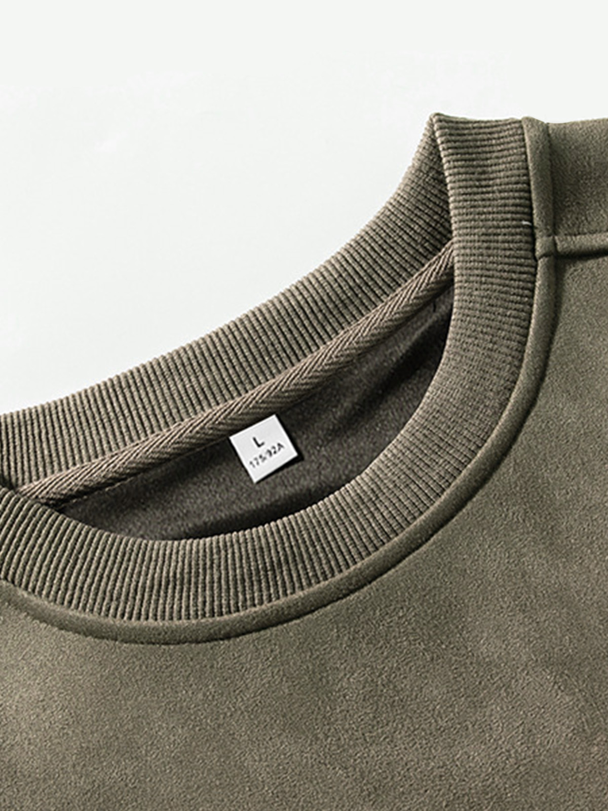 Men's Vintage Faux Suede Crew-Neck Sweatshirt