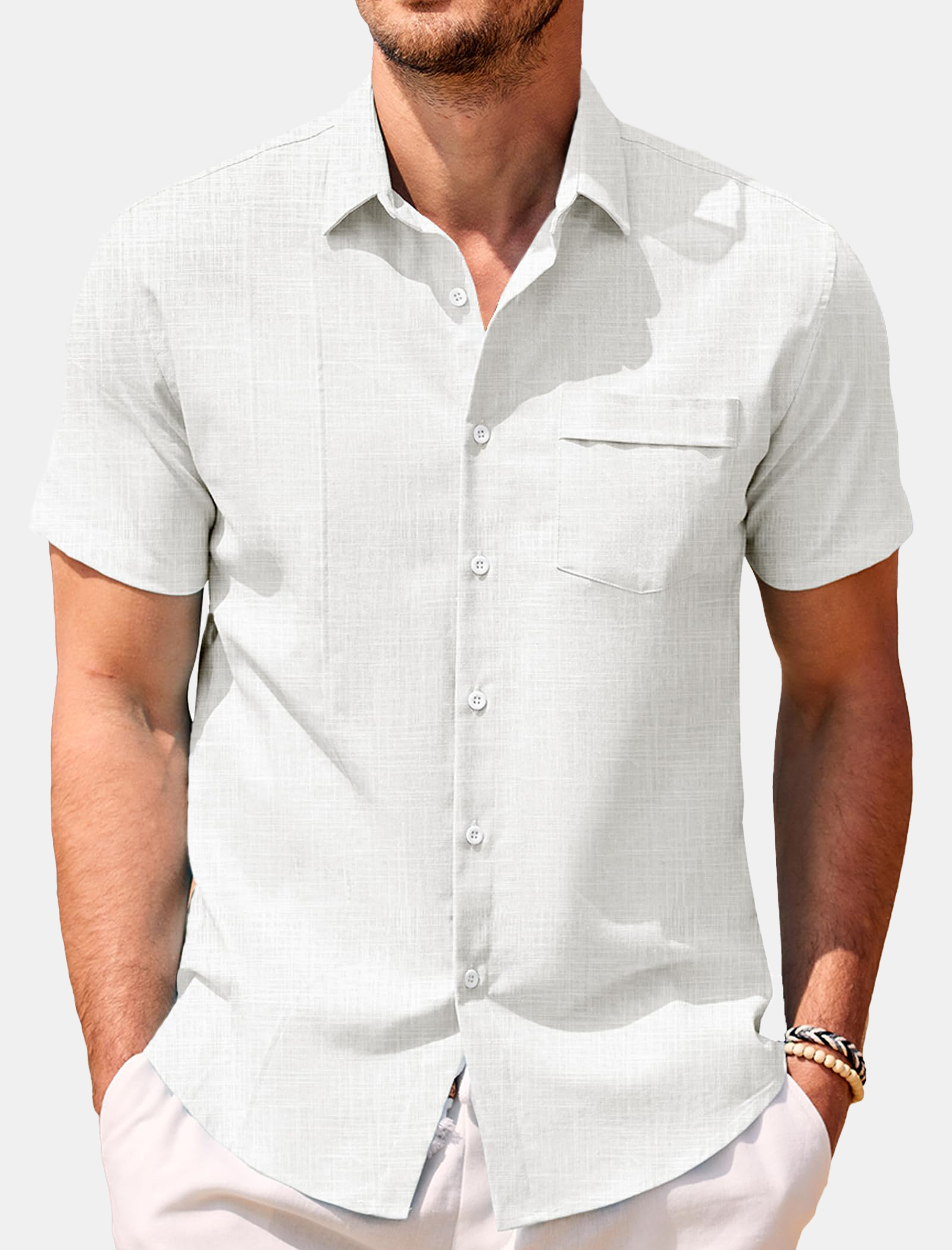 Men's Solid Color Comfortable Loose Short Sleeve Shirt