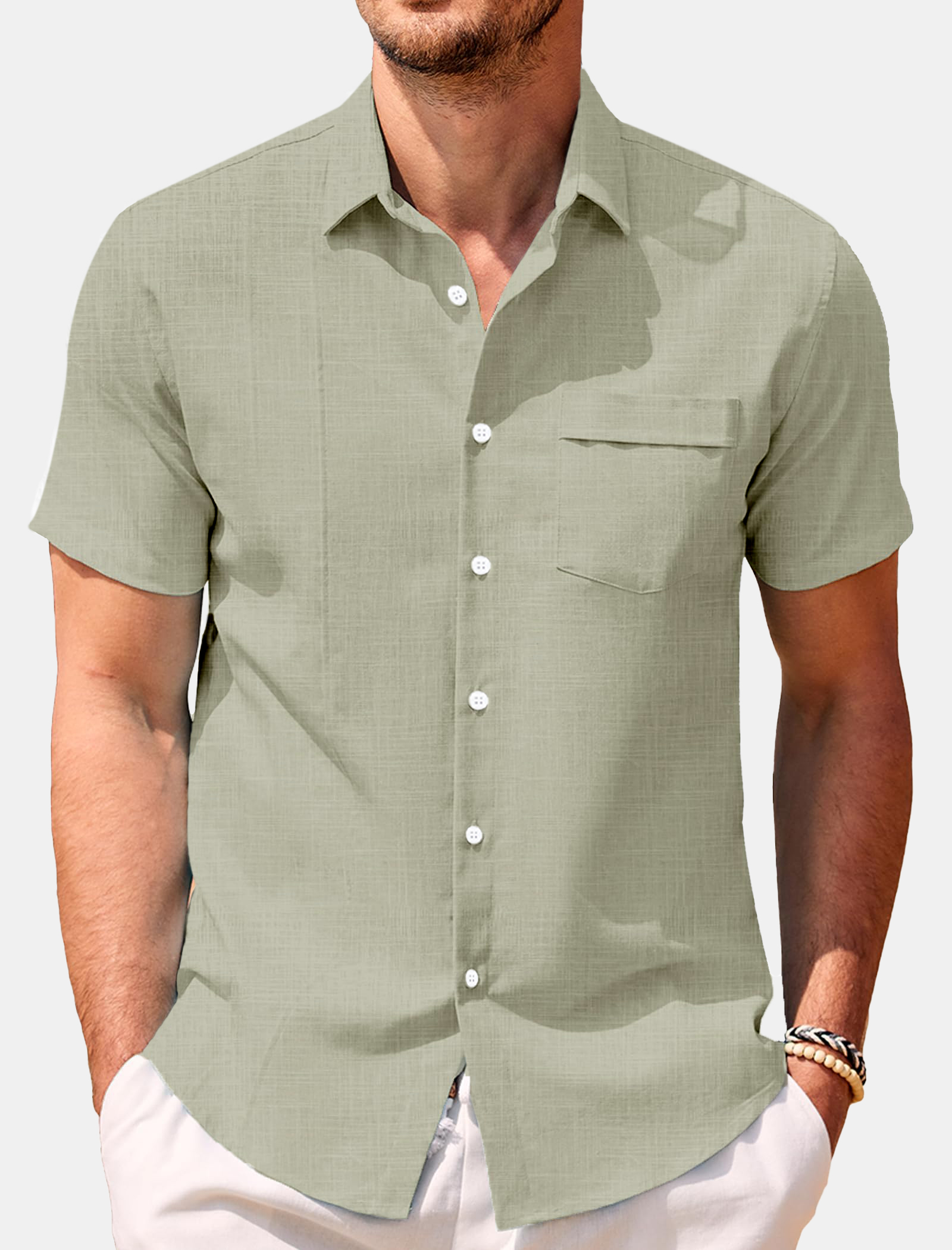 Men's Solid Color Comfortable Loose Short Sleeve Shirt