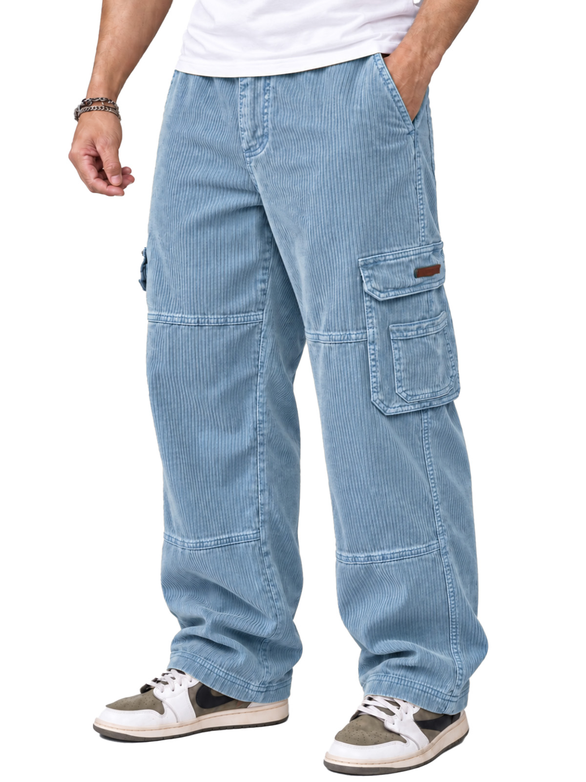 Men’s Washed Corduroy Relaxed-Fit Utility Cargo Pants