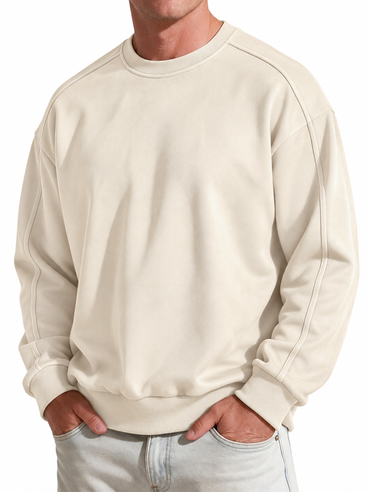 Men's Vintage Faux Suede Crew-Neck Sweatshirt
