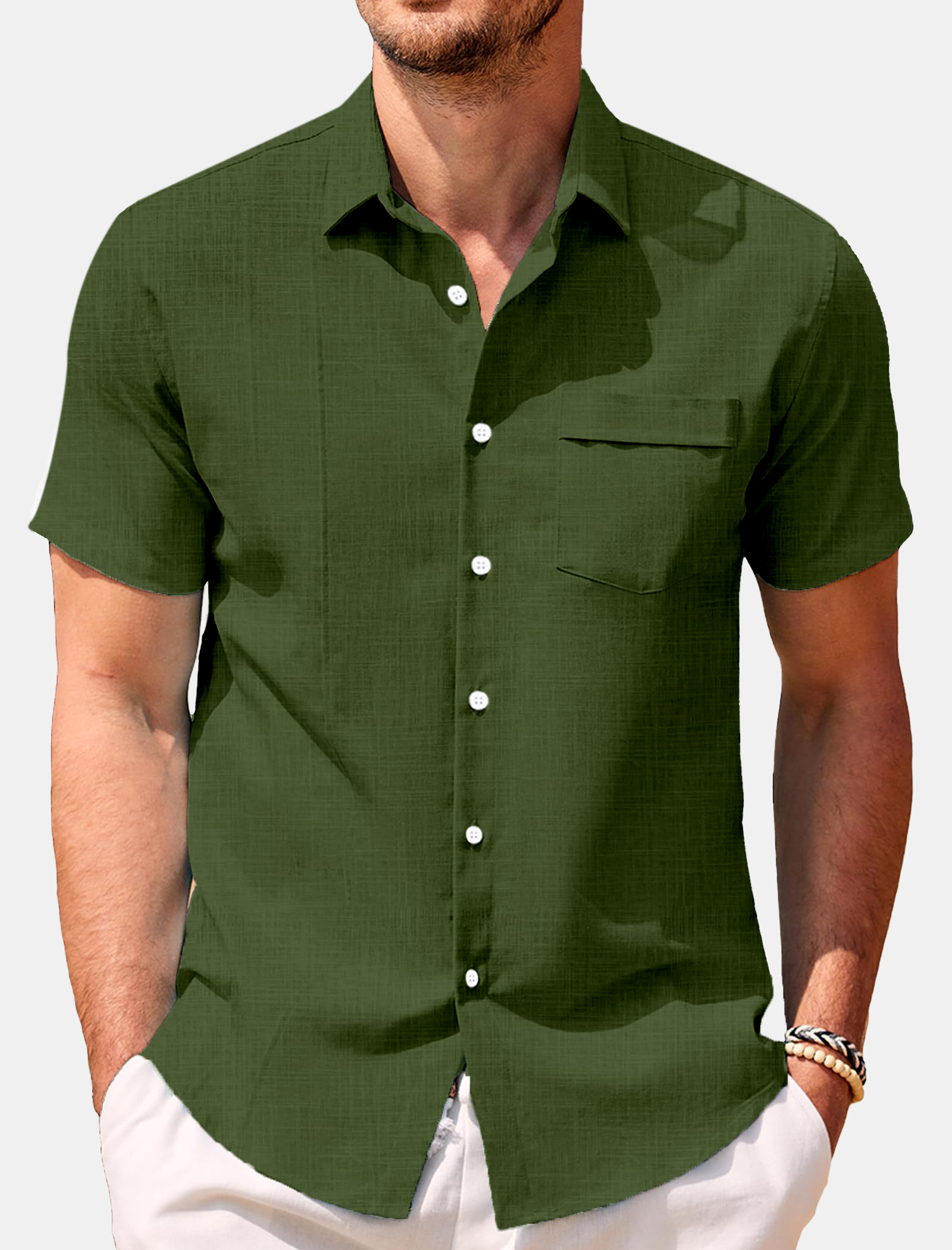 Men's Solid Color Comfortable Loose Short Sleeve Shirt