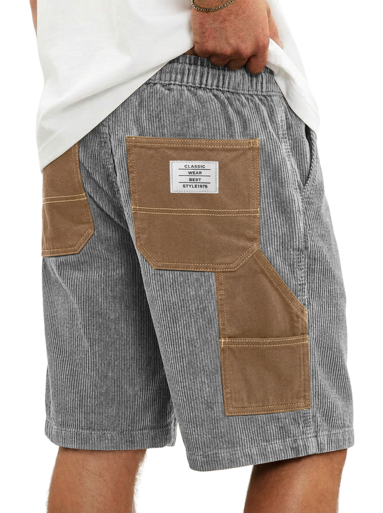Men's Loose-fitting Waffle-knit Casual Trousers With Elastic Waistband And Embroidered Logo