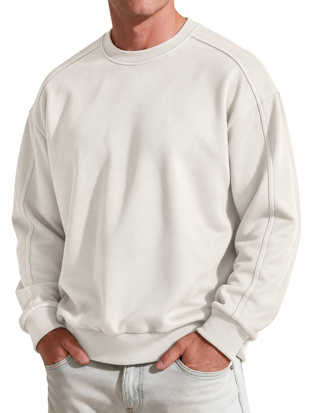 Men's Vintage Faux Suede Crew-Neck Sweatshirt