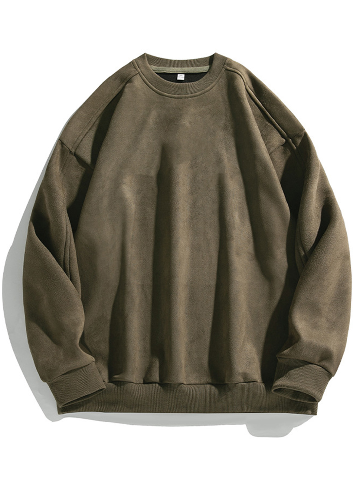 Men's Vintage Faux Suede Crew-Neck Sweatshirt