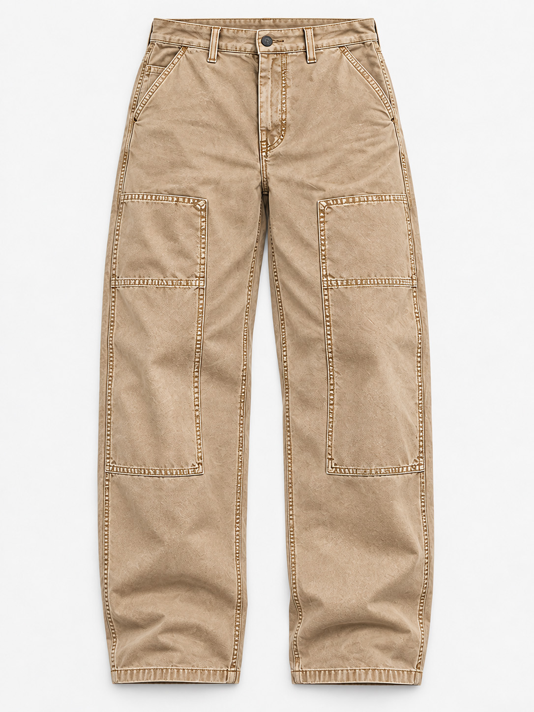Men's Vintage Washed Utility Pocket Relaxed Straight-Leg Pants