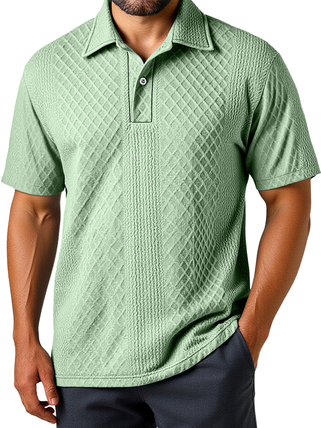 Men's Daily Simple Texture Lapel Casual Short-sleeved Polo Shirt