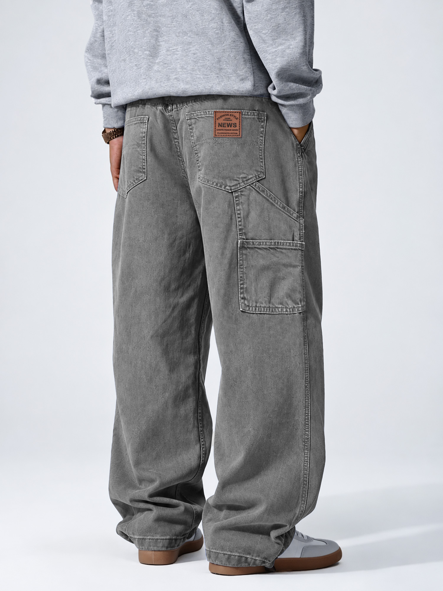 Men's Vintage-Style American-Inspired Embroidered Logo Casual Cargo Pants