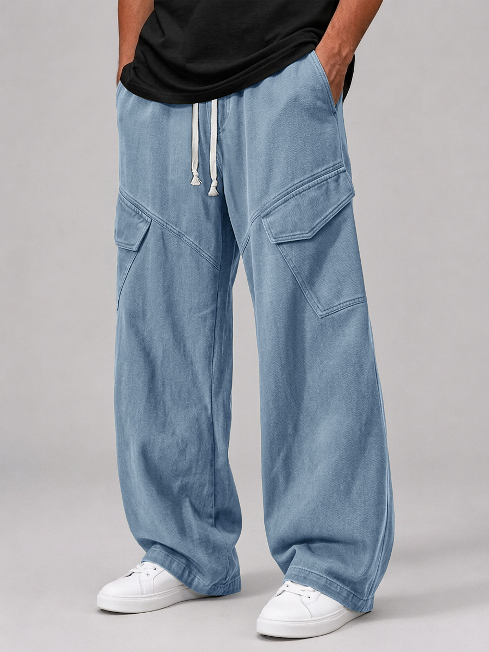 Men's Multi-Pocket Casual Cargo Pants with Elastic Waist