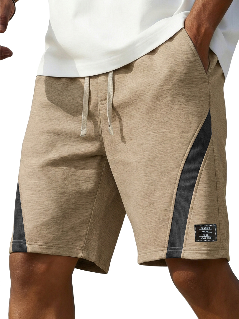 Men's Fashion Casual Deconstructed Design Color-Blocked Logo Shorts