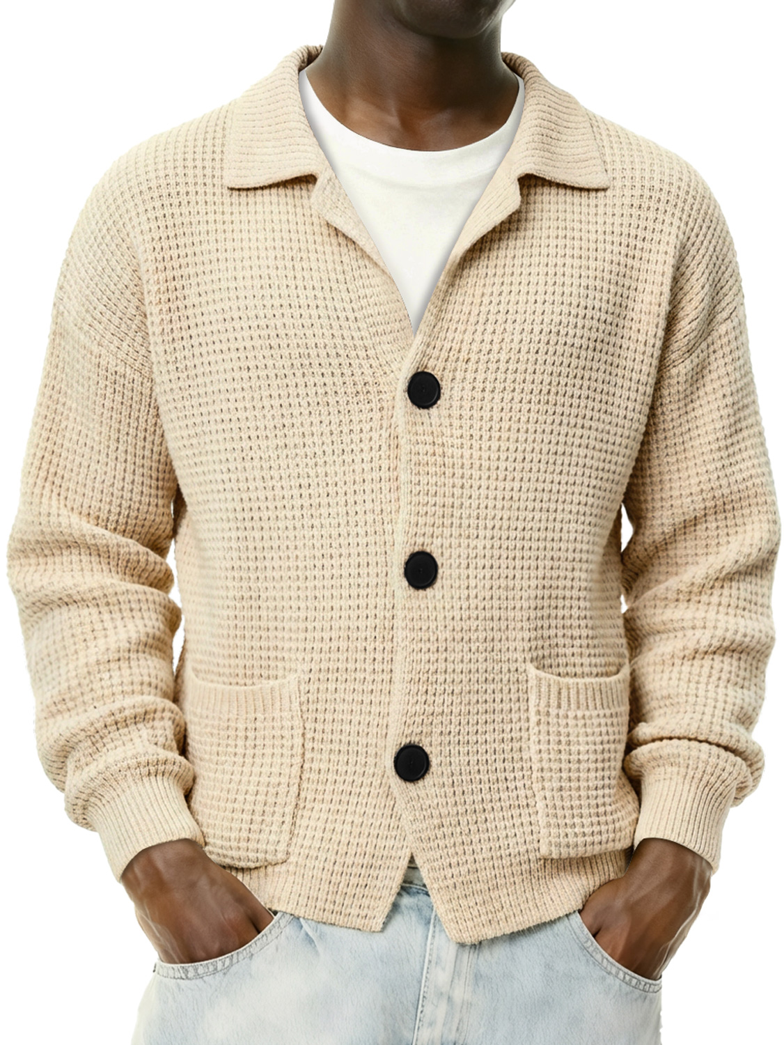 Men's Simple Stand Collar Casual Knitted Sweater Cardigan