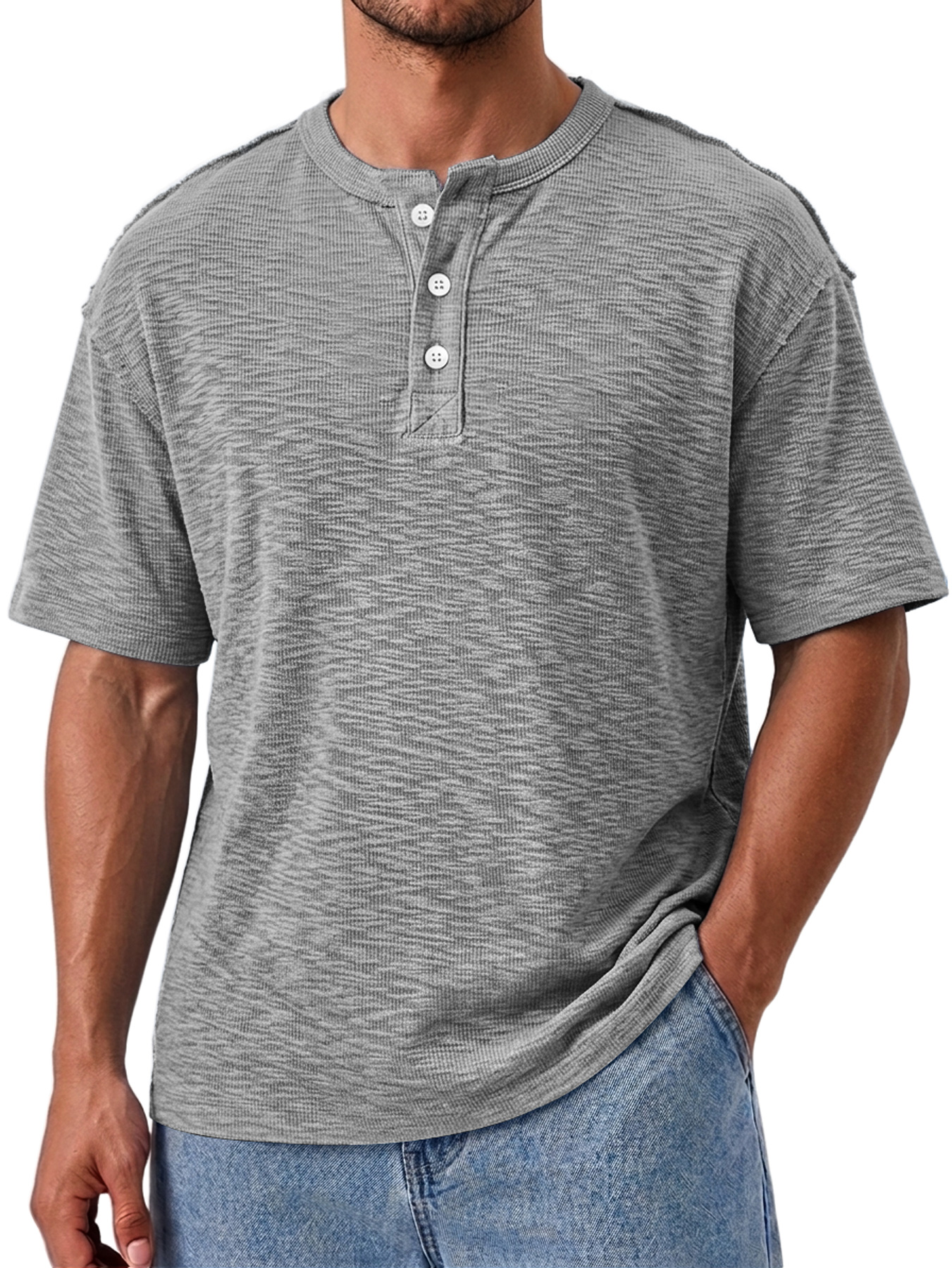 Men's Comfortable Casual Short-Sleeve Henley Shirt