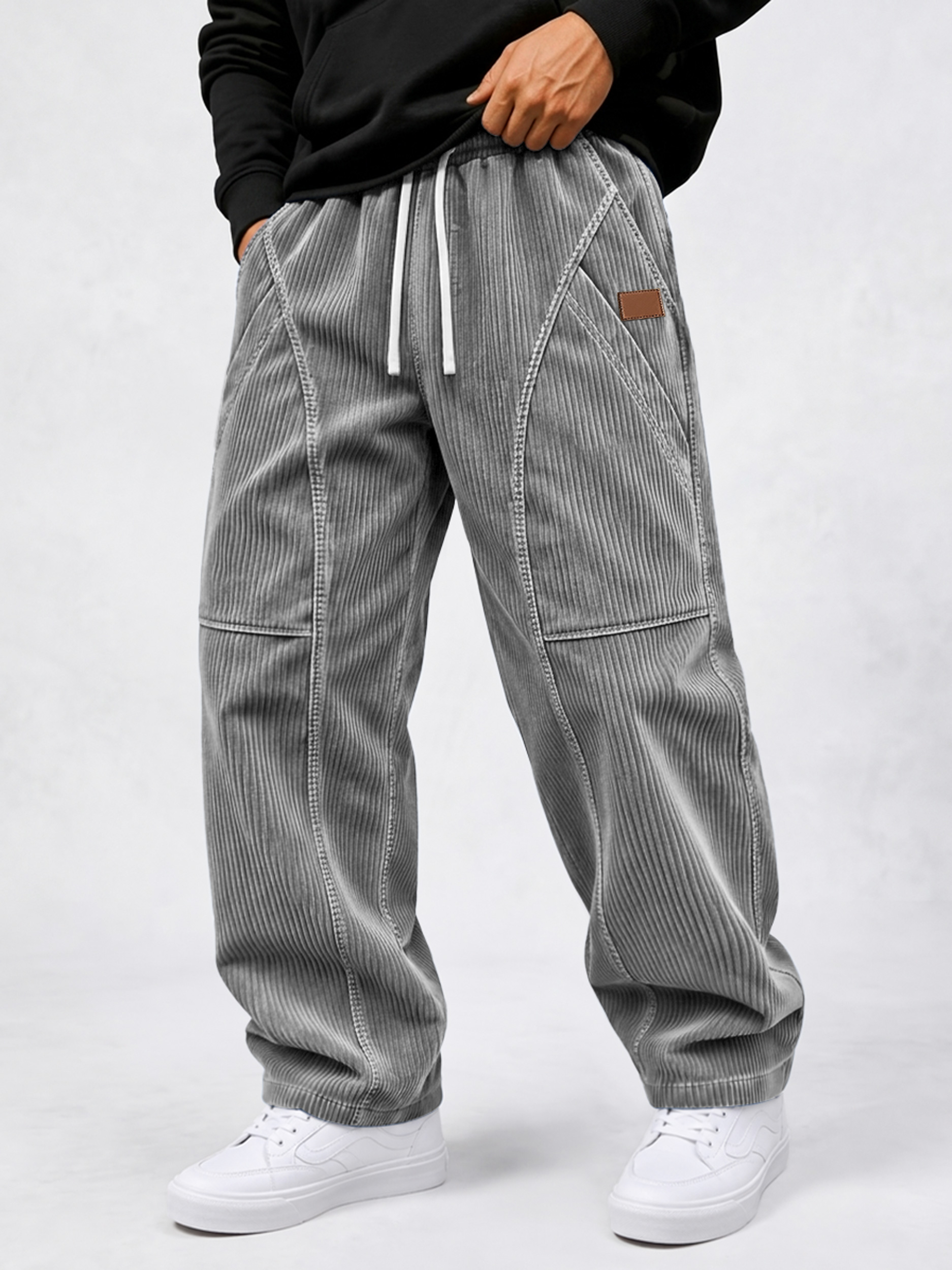 Men's Corduroy Multi-Pocket Deconstructed Casual Cargo Pants