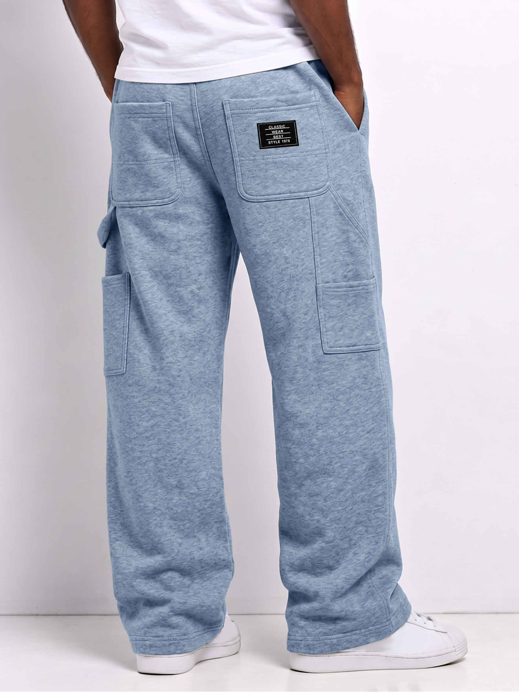 Men's Multi-Pocket Embroidered Logo Casual Cargo Sweatpants