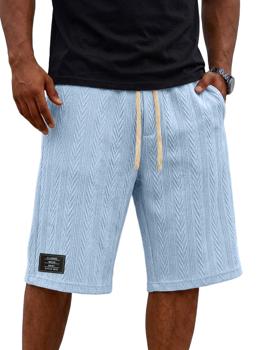Men's Jacquard Striped Embroidered Logo Casual Shorts