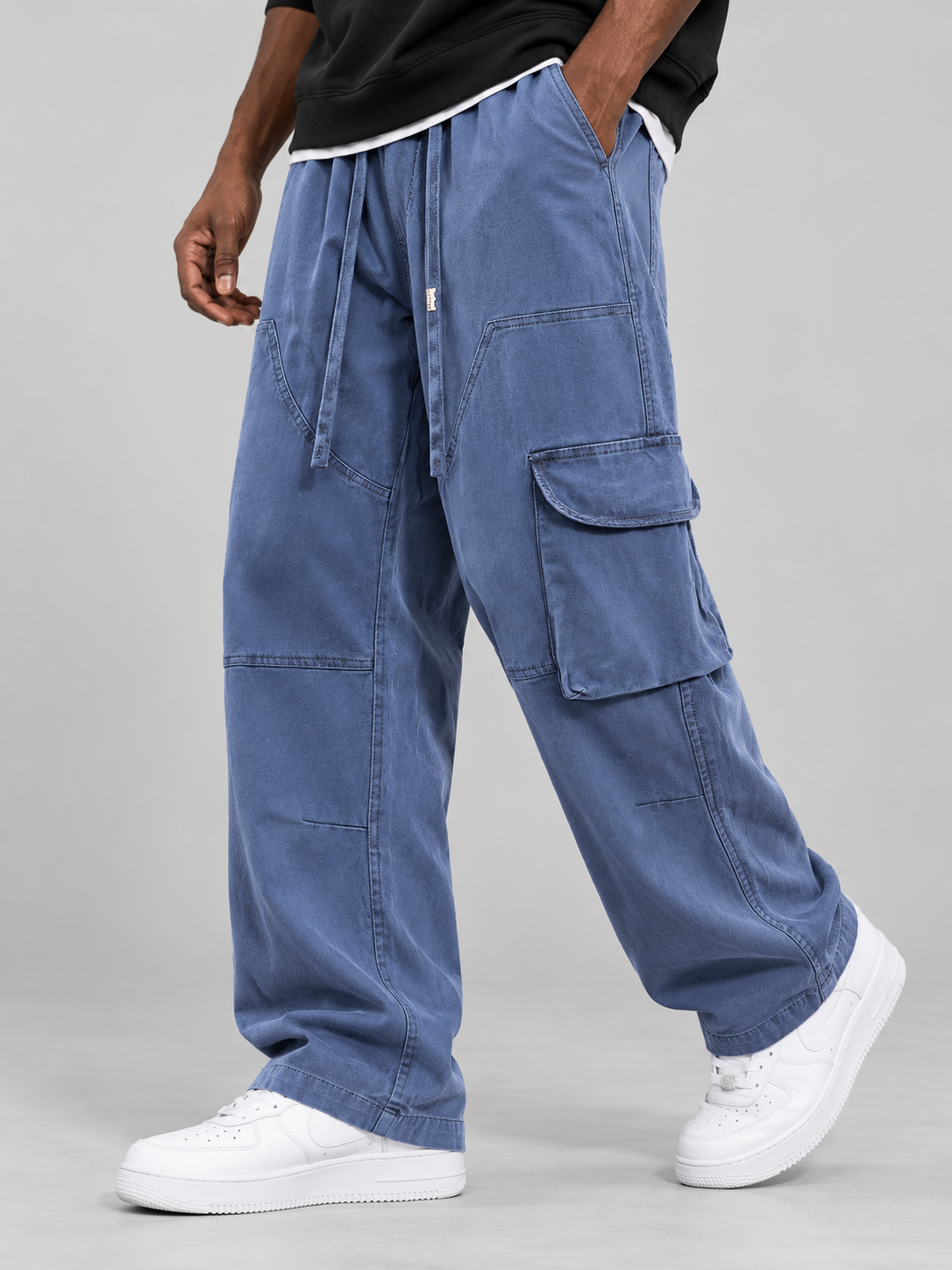 Men's 100% Cotton Washed and Distressed Autumn Cargo Pants