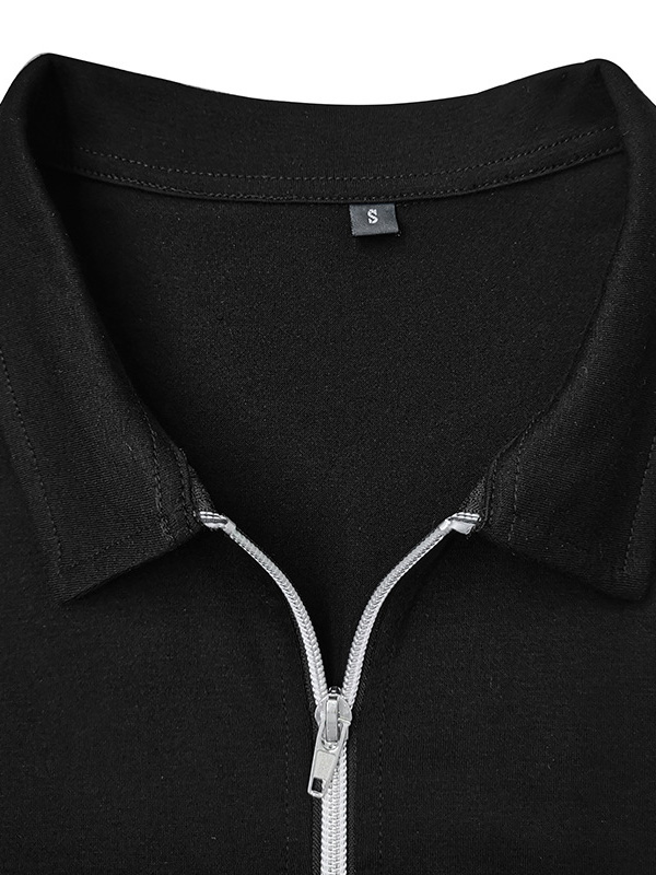 Men's Casual Lapel Color Block Cotton POLO Shirt