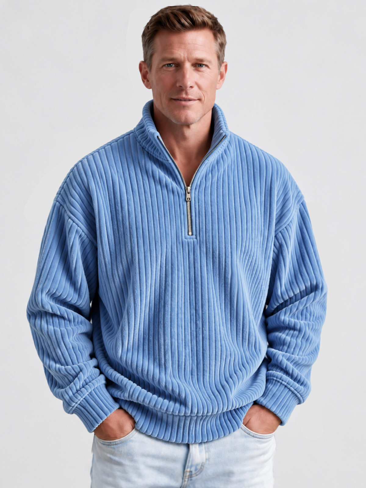 Men's Wide-Wale Corduroy Quarter-Zip Pullover
