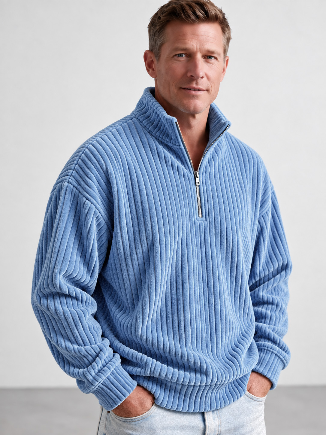 Men's Wide-Wale Corduroy Quarter-Zip Pullover