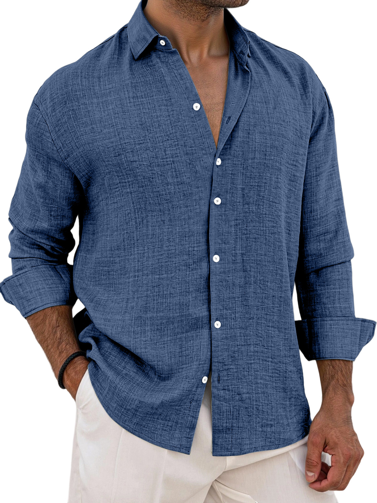 Men's Breathable And Comfortable Solid Color Long Sleeve Shirt