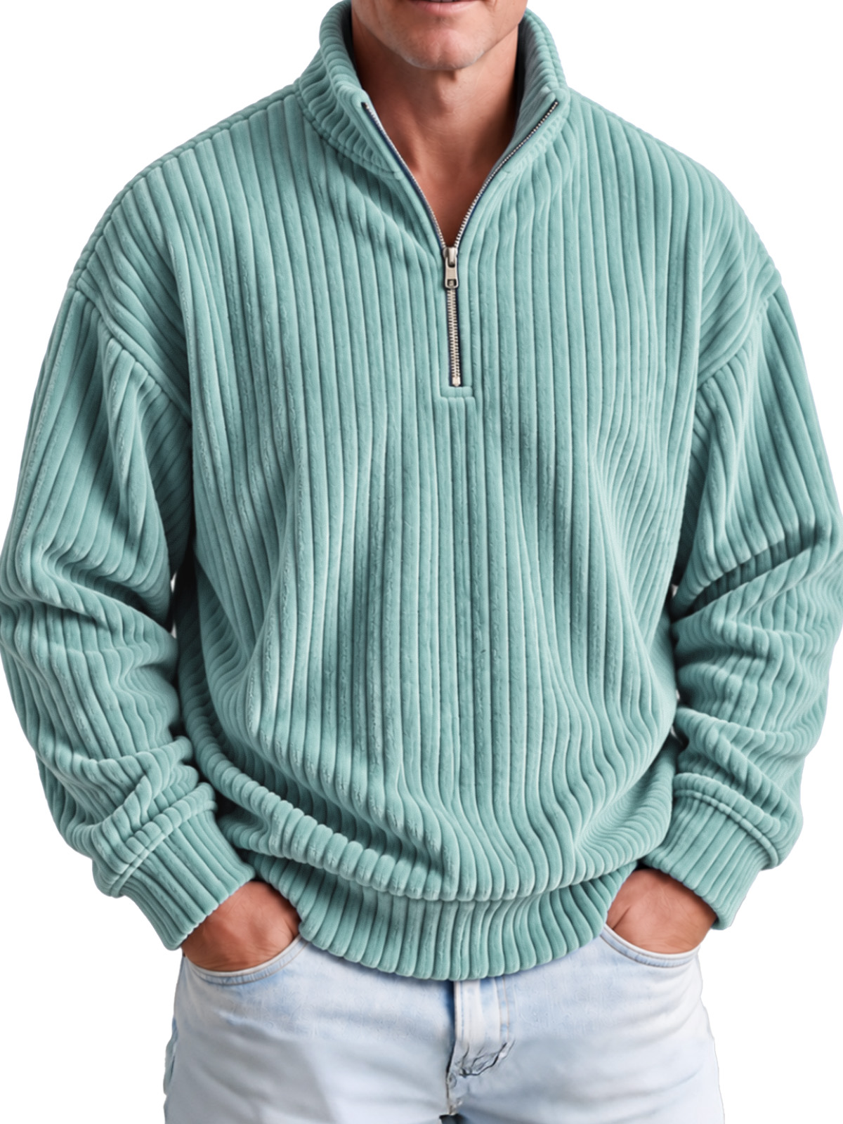 Men's Wide-Wale Corduroy Quarter-Zip Pullover