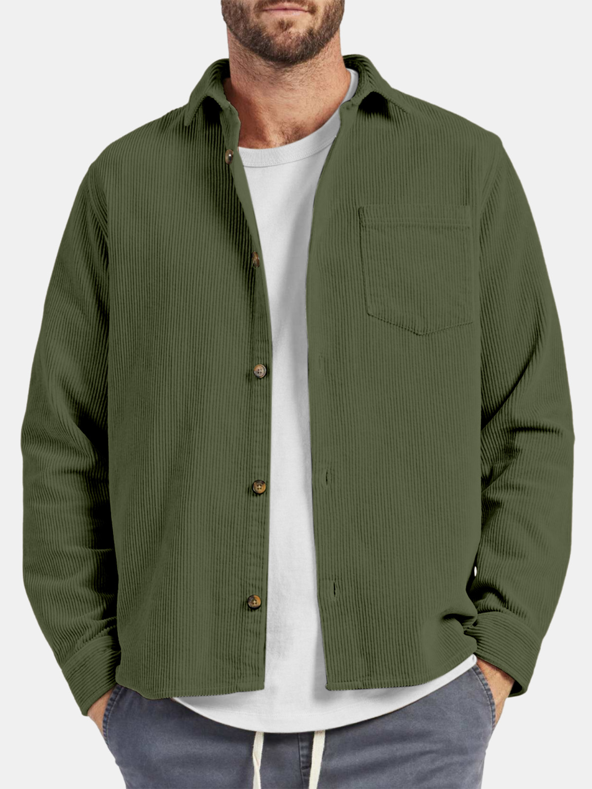 Men's Casual Everyday Corduroy Long Sleeve Shirt