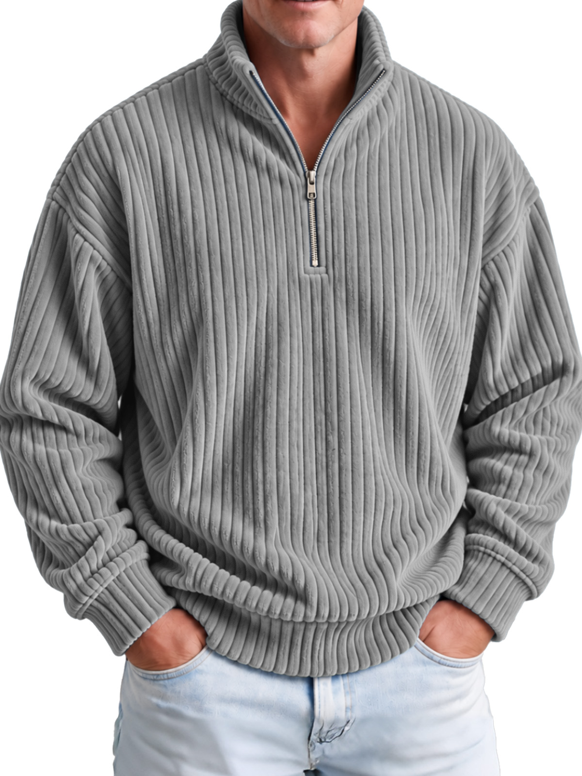 Men's Wide-Wale Corduroy Quarter-Zip Pullover