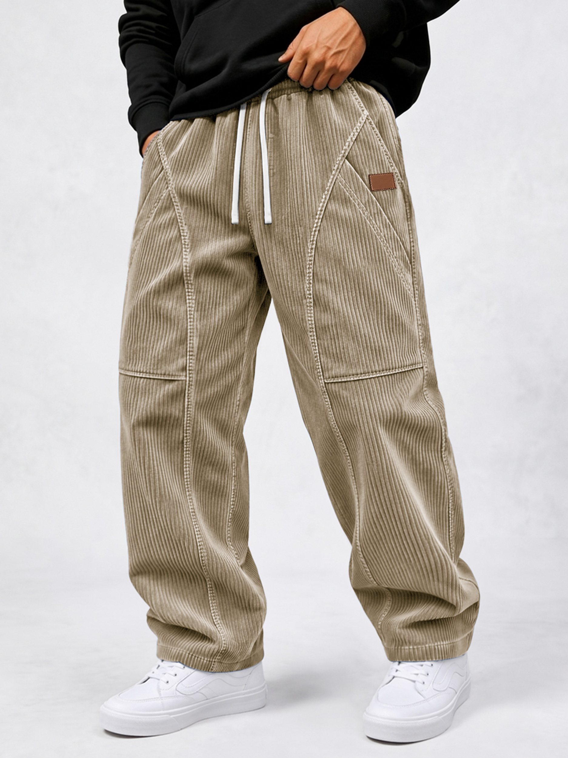 Men's Corduroy Multi-Pocket Deconstructed Casual Cargo Pants