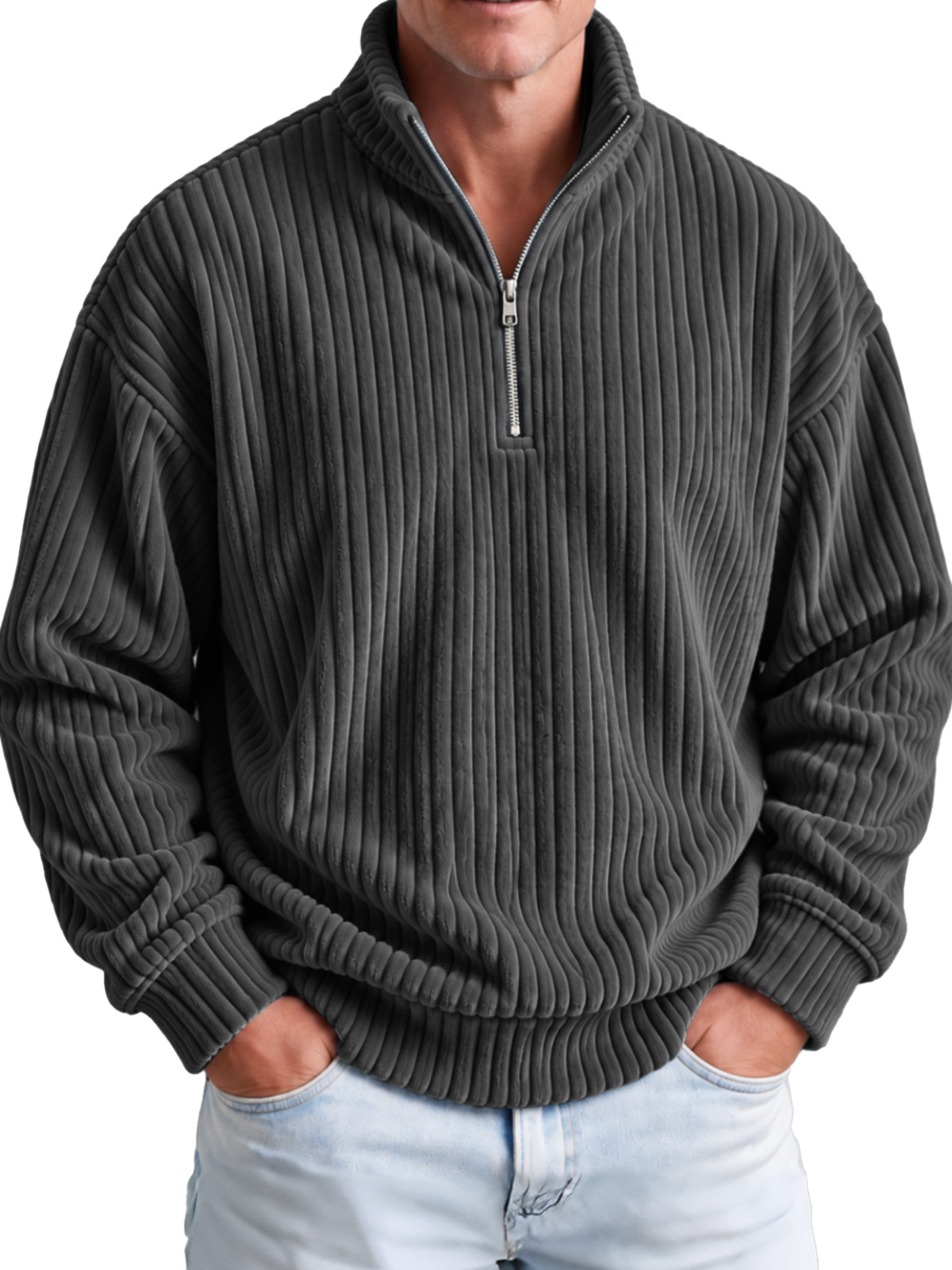 Men's Wide-Wale Corduroy Quarter-Zip Pullover