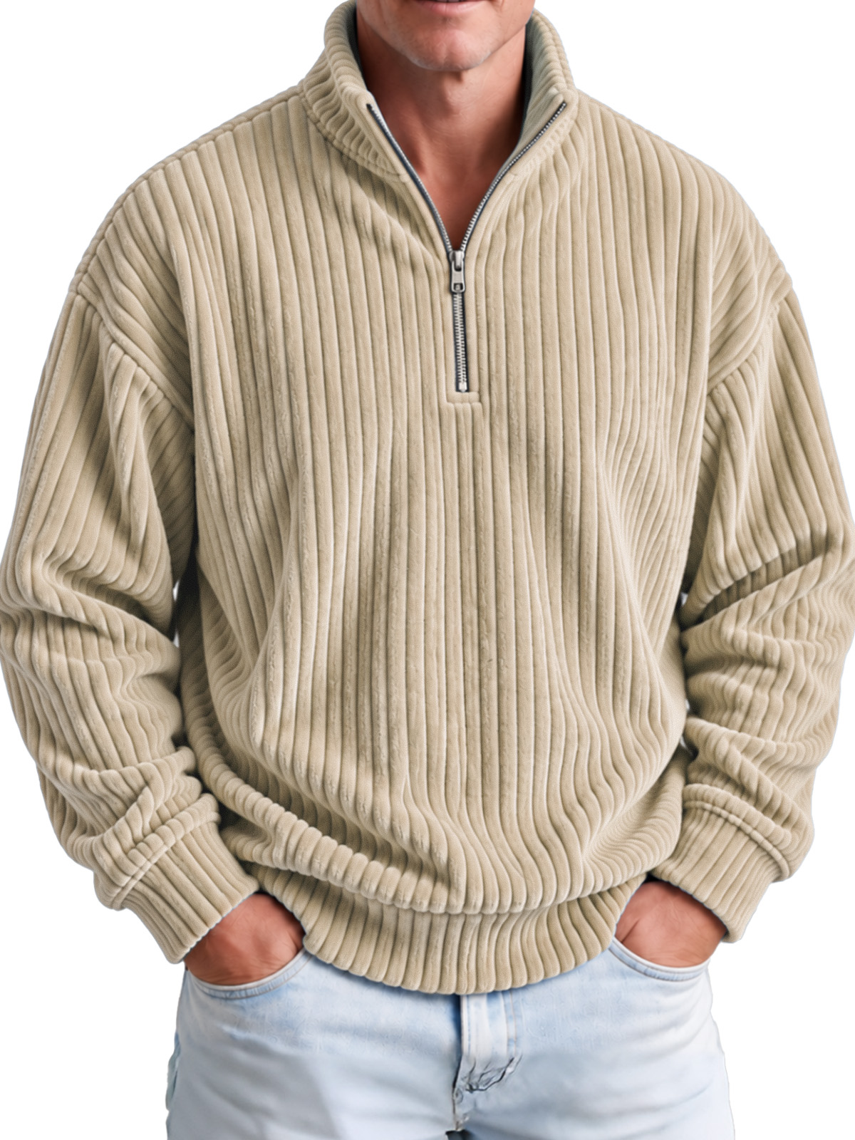 Men's Wide-Wale Corduroy Quarter-Zip Pullover