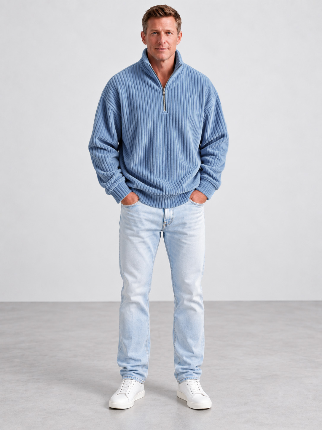 Men's Wide-Wale Corduroy Quarter-Zip Pullover