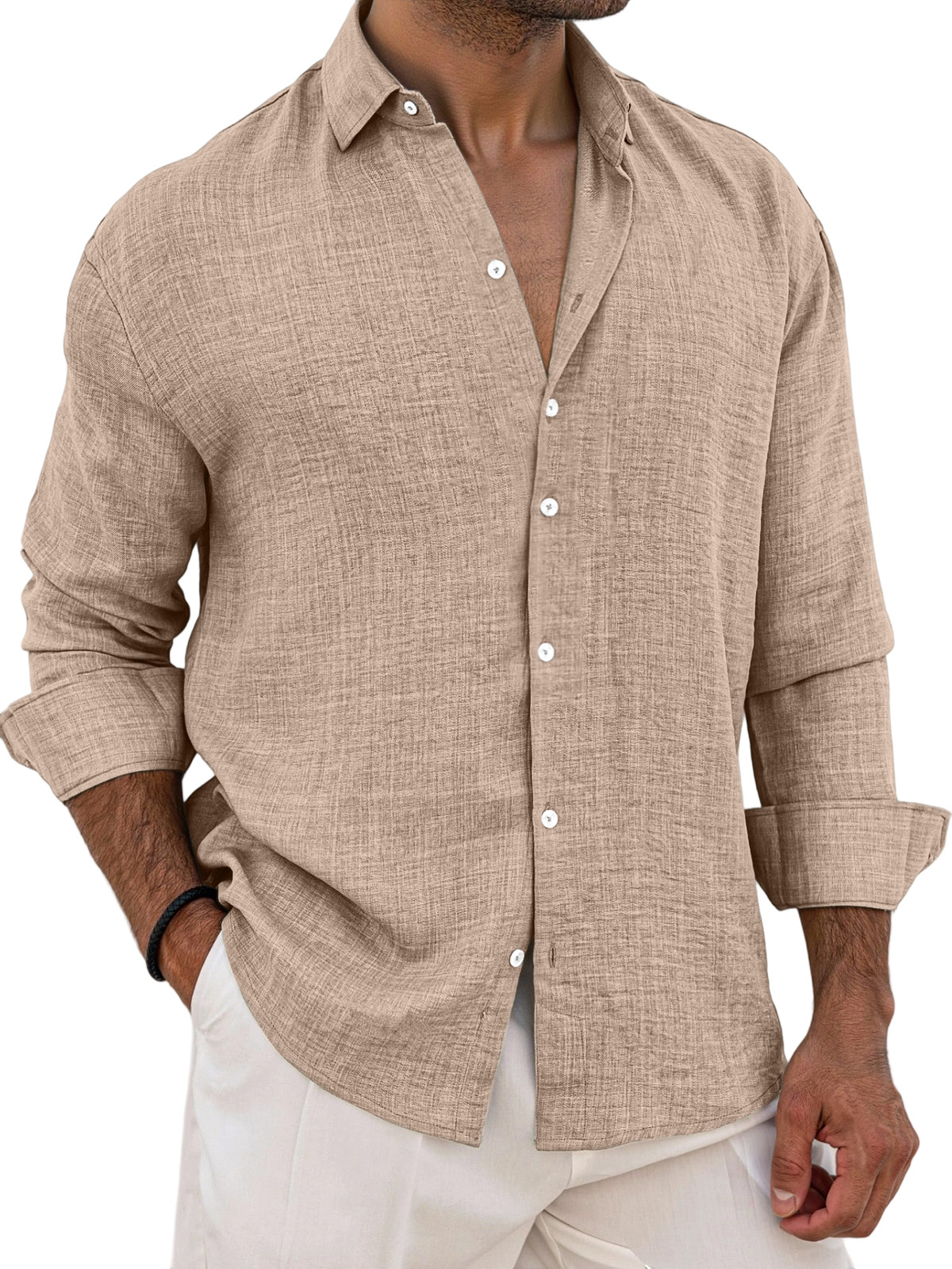 Men's Breathable And Comfortable Solid Color Long Sleeve Shirt