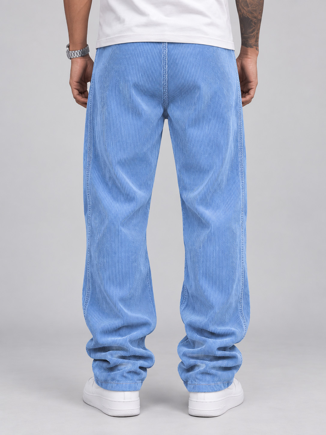 Men's Casual Corduroy Trousers with Minimalist Stitching and Panel Details
