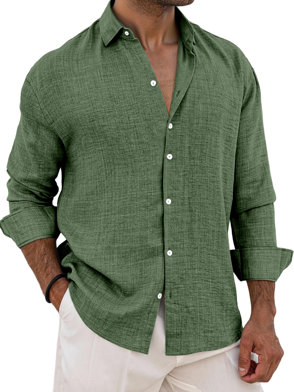 Men's Breathable And Comfortable Solid Color Long Sleeve Shirt