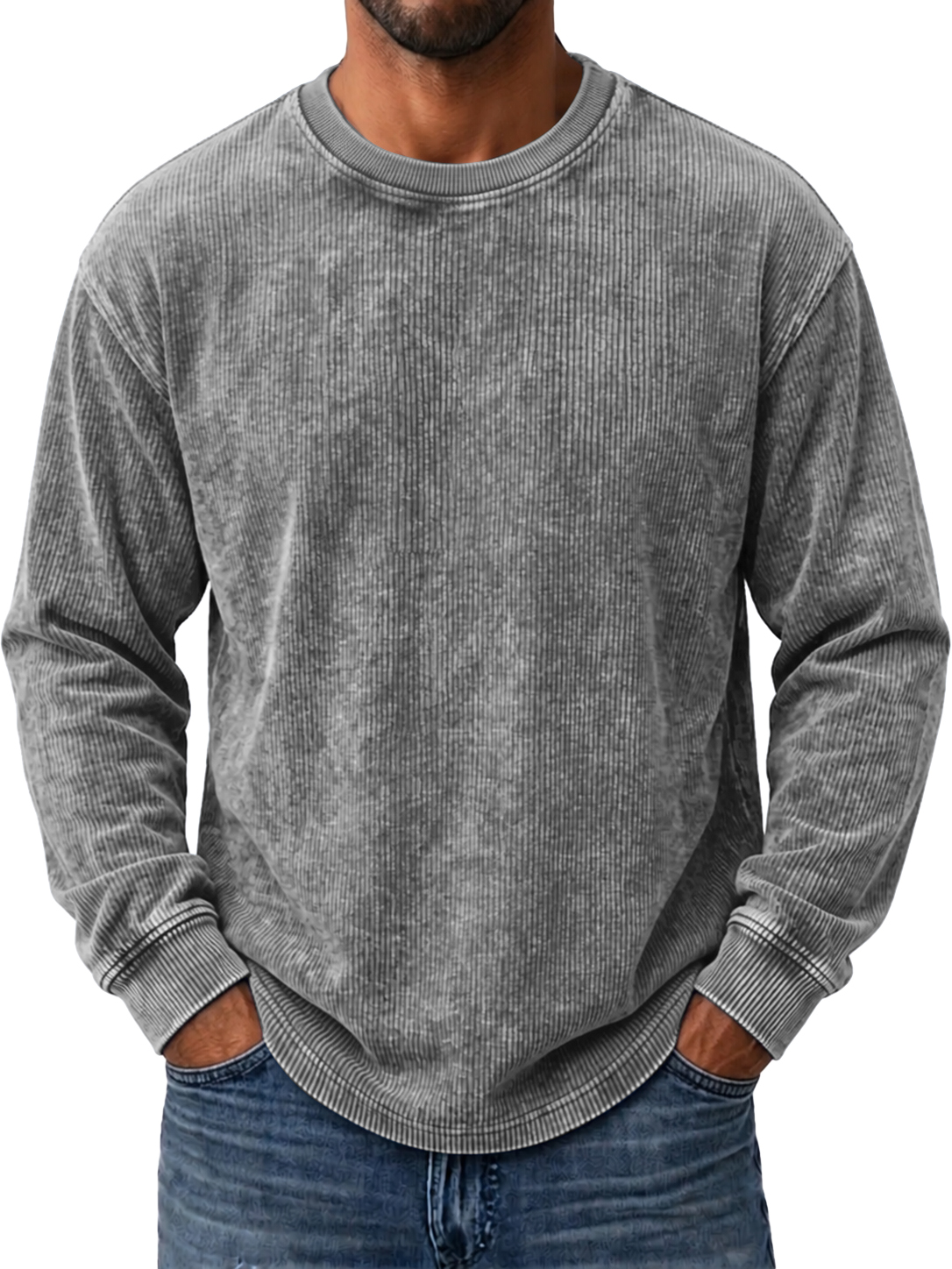 Men's Retro Corduroy Simple Casual Long-Sleeve T-Shirt