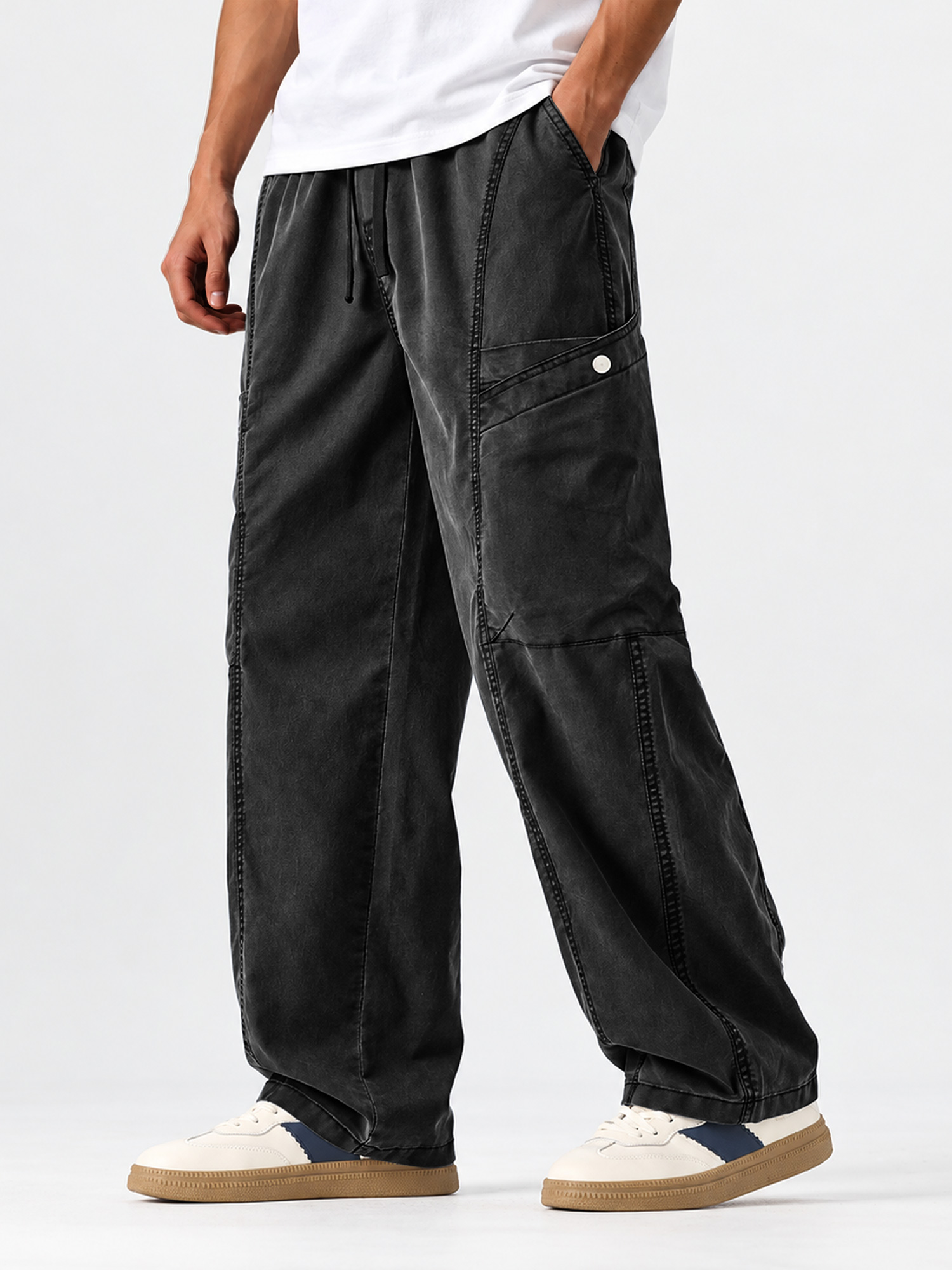 Men's Casual American-Style Lyocell Multi-Pocket Cargo Pants