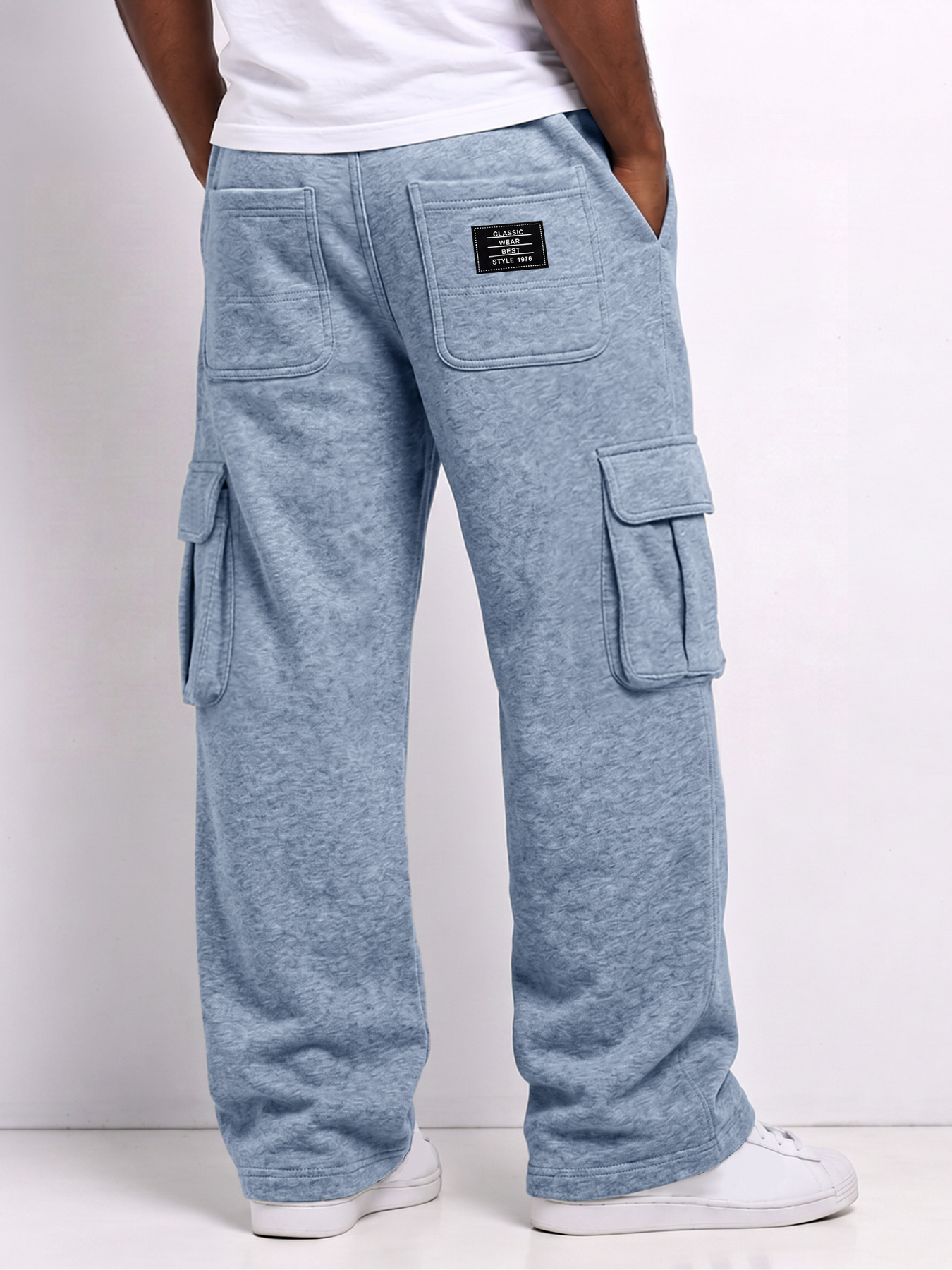 Men's Comfortable Multi-Pocket Casual Cargo Pants with Embroidered Logo