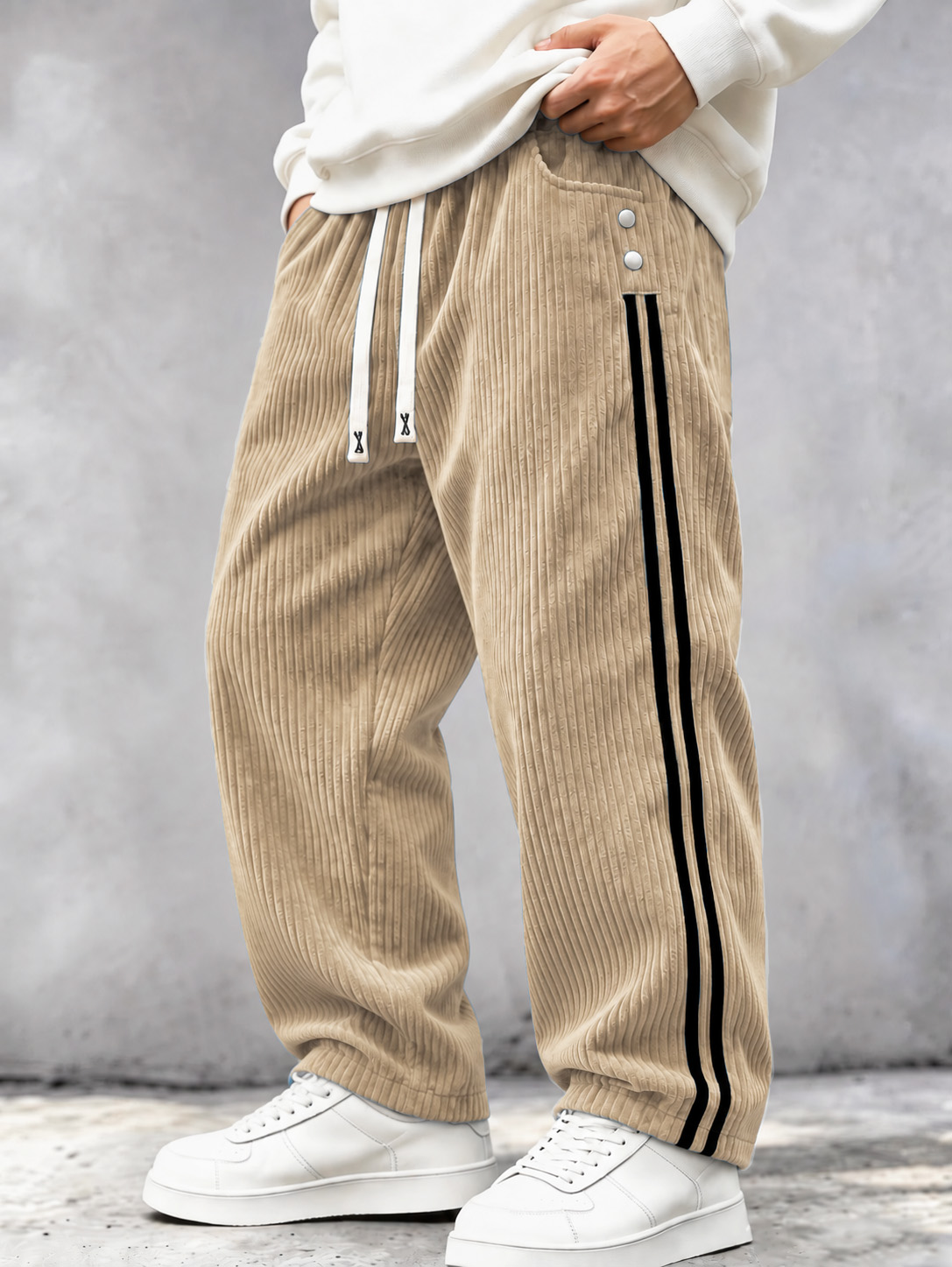 Men's Pocket Webbing Patchwork Trousers