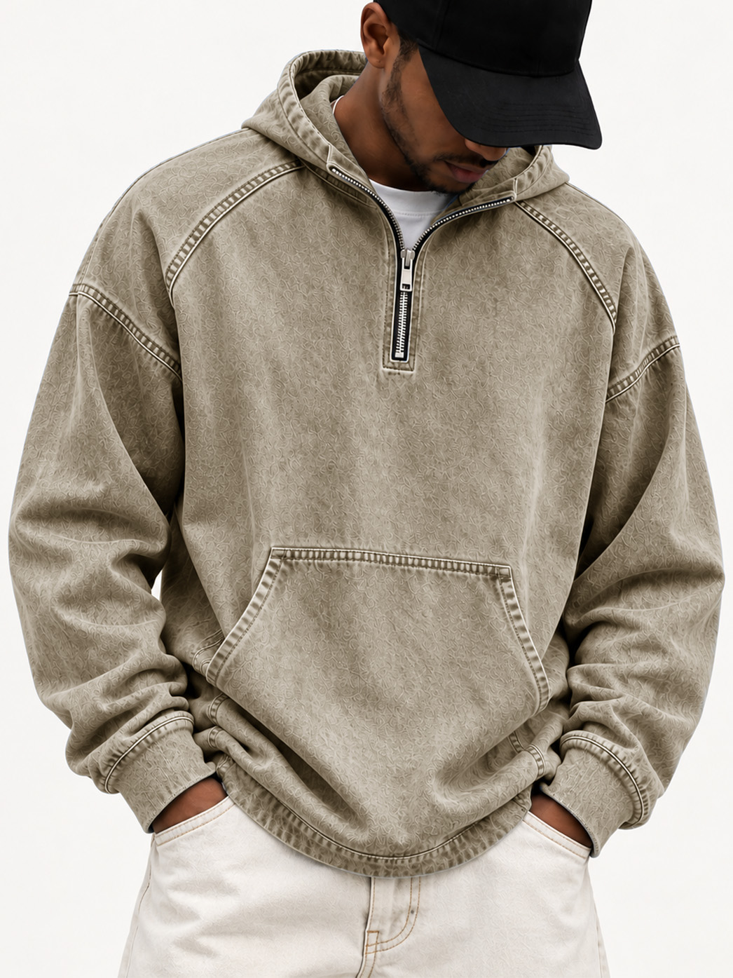 Men's Distressed Long-Sleeve Hoodie