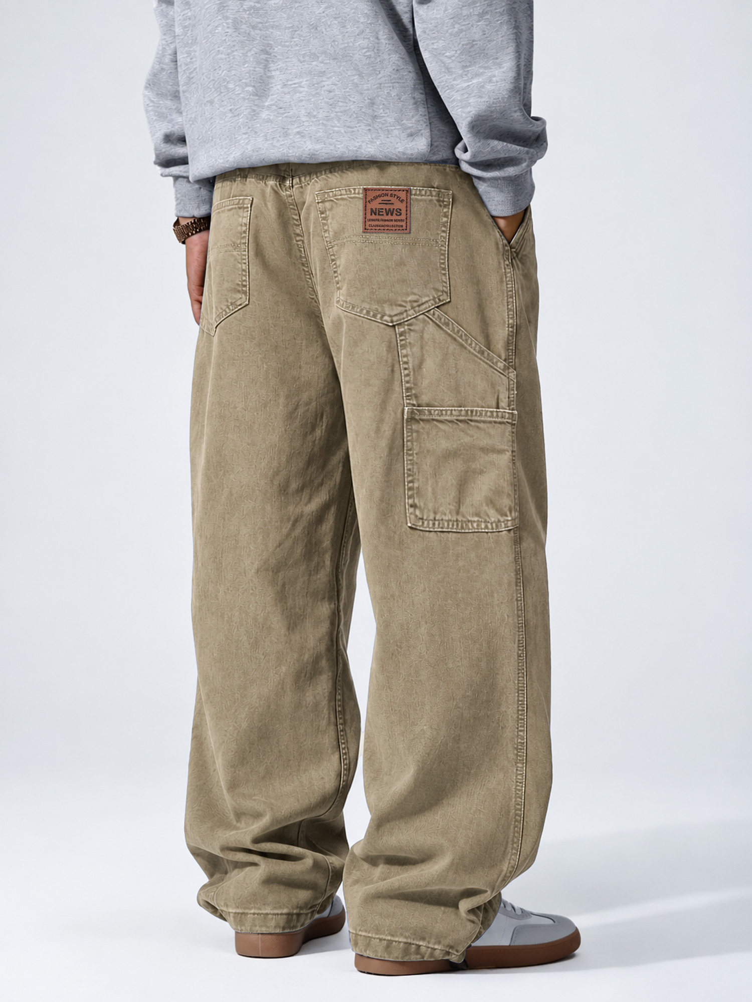 Men's Vintage-Style American-Inspired Embroidered Logo Casual Cargo Pants