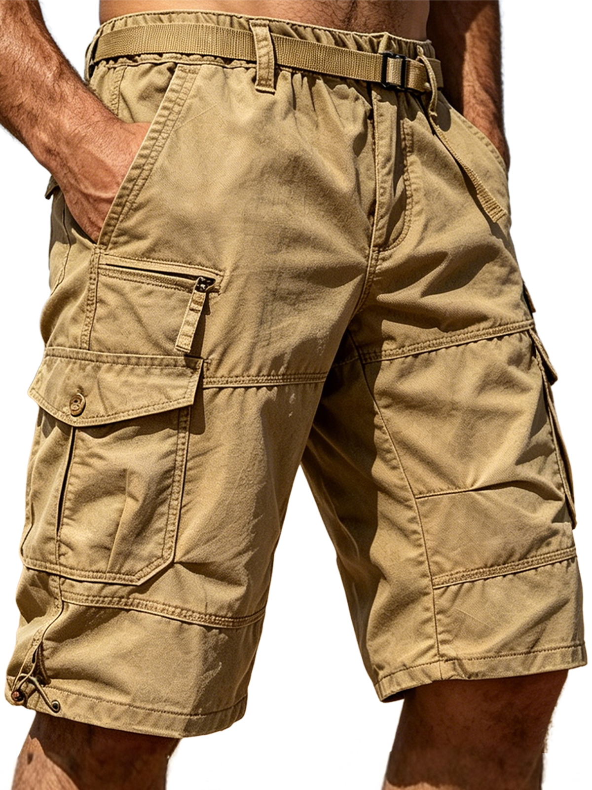 100% Cotton Multi-Pocket Cargo Shorts