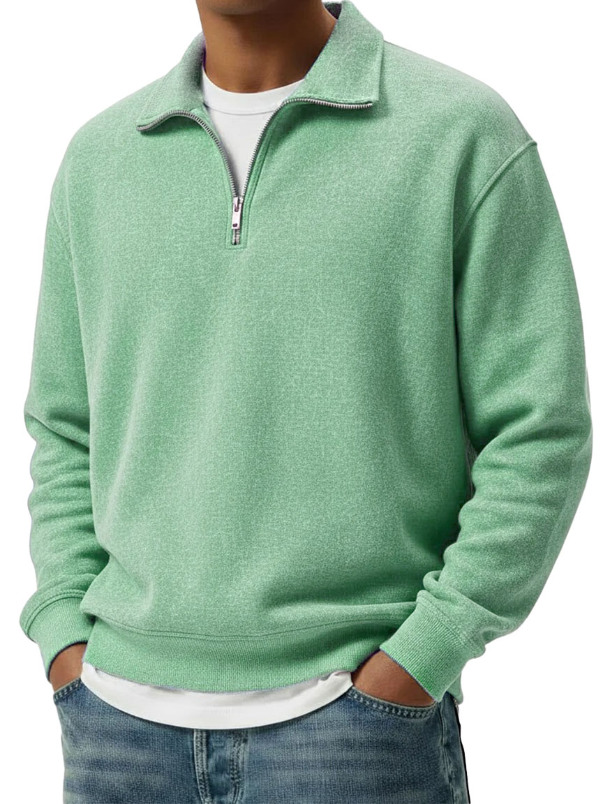  Men's Wear Lapel Zippered Long-sleeved Polo Shirt 