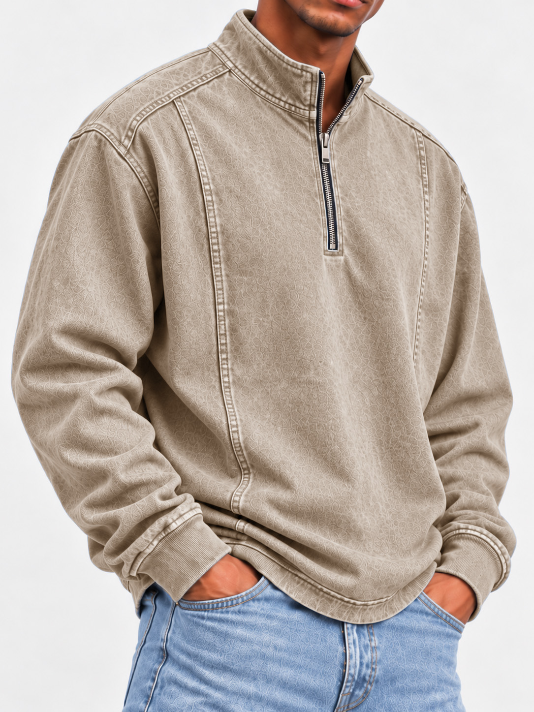 Men's Zipper Stand Collar Top