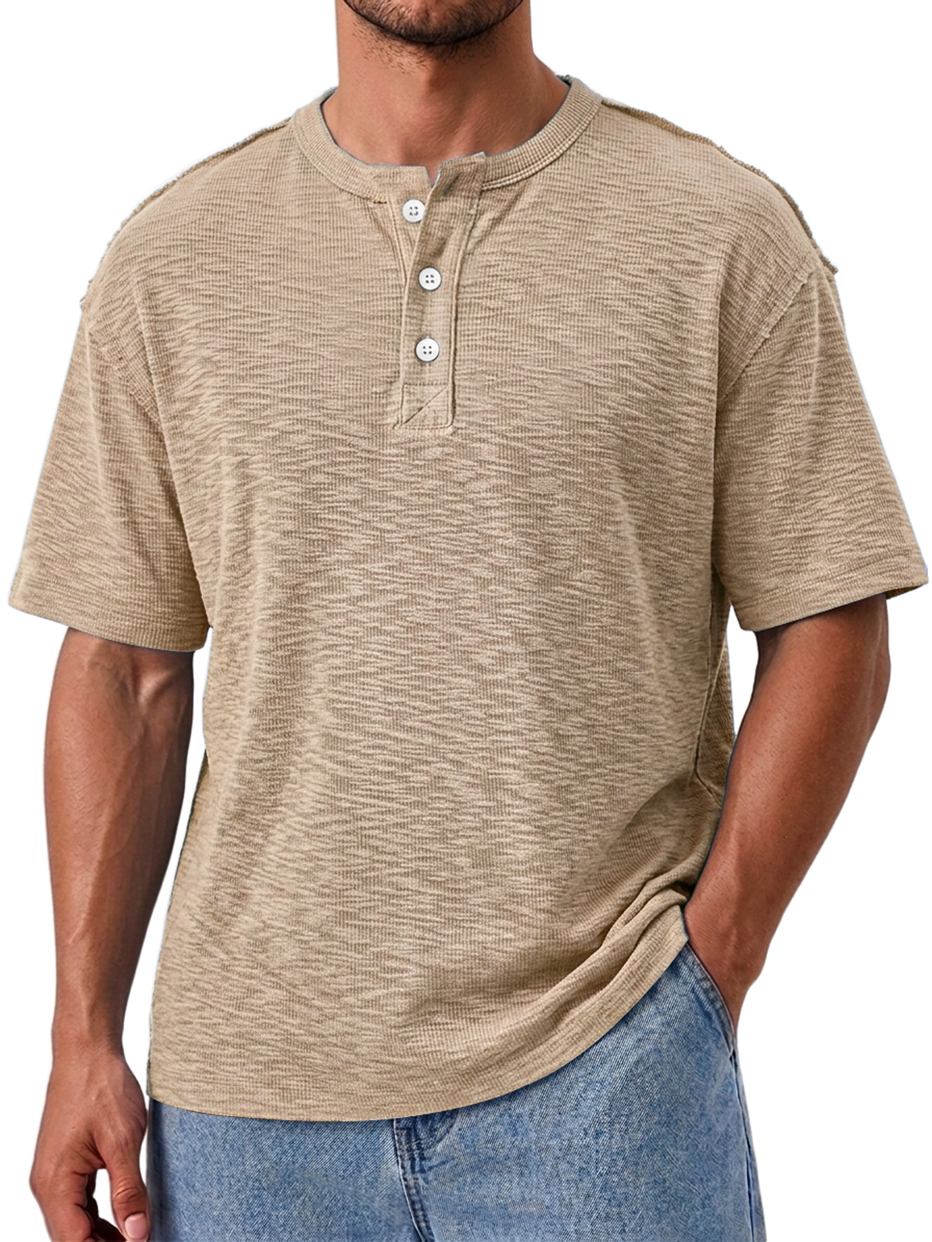 Men's Comfortable Casual Short-Sleeve Henley Shirt