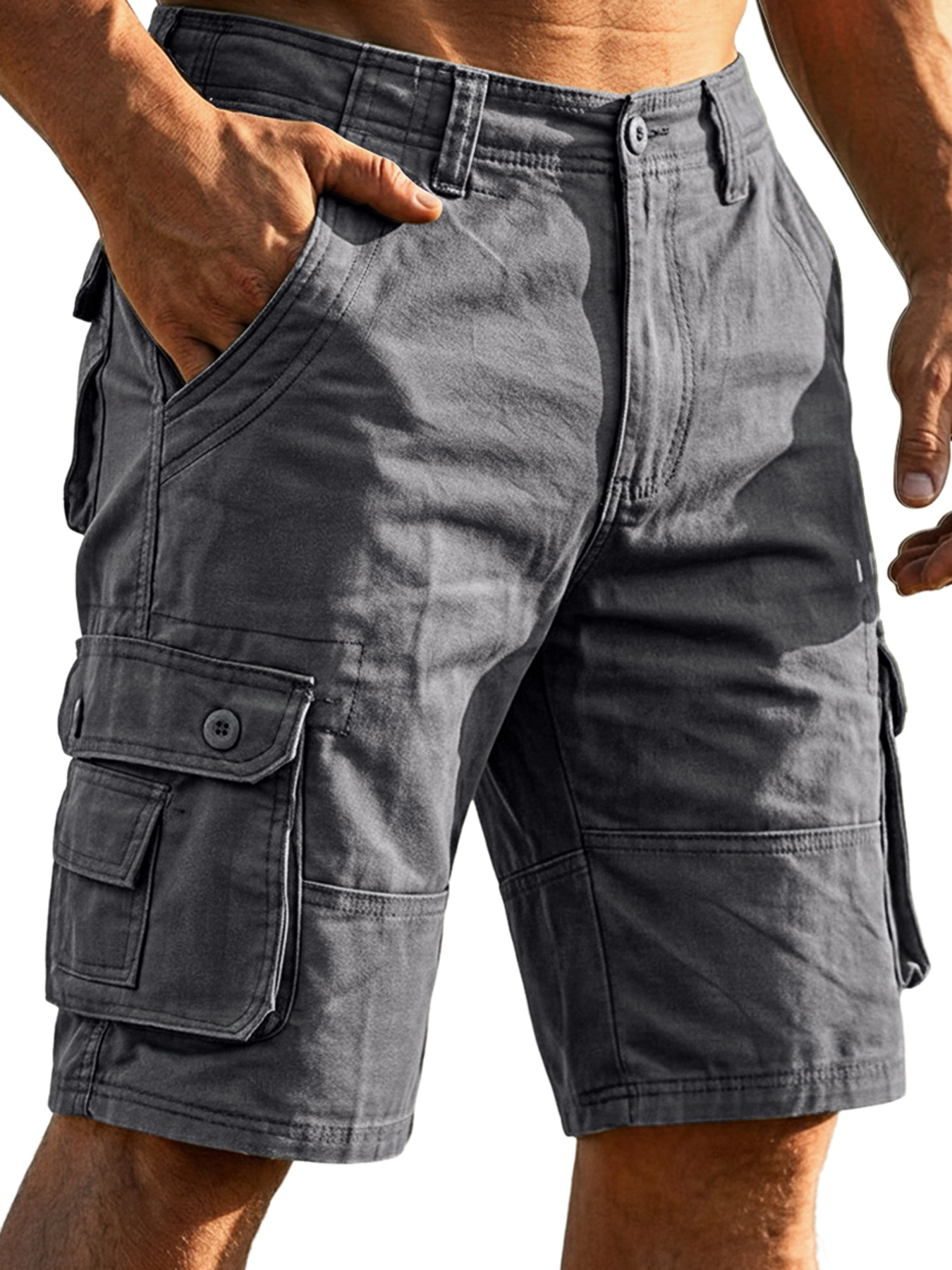 Men's Pure Cotton Multi-pocket Casual Loose Cargo Shorts